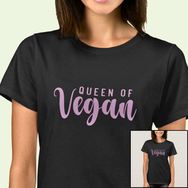 Camiseta Rainha de Vegan Rosa em Preto (Criador carregado)