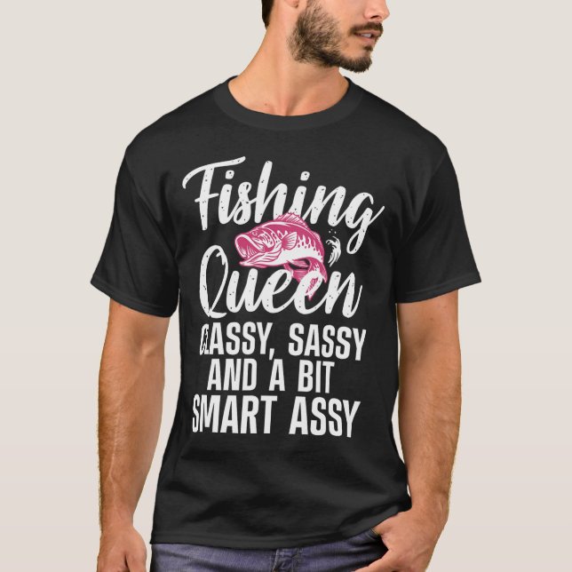 Camiseta Rainha Design De Pesca Engraçada Para Mulheres Moç (Frente)