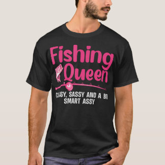 Camiseta Rainha Design De Pesca Engraçada Para Mulheres Moç