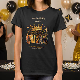 Camiseta Rainha do Aniversário do Leopardo Divertido Quaren