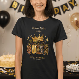 Camiseta Rainha do Aniversário do Leopardo Divertido Sexagé