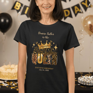 Camiseta Rainha do Aniversário do Leopardo Divertido Sexagé