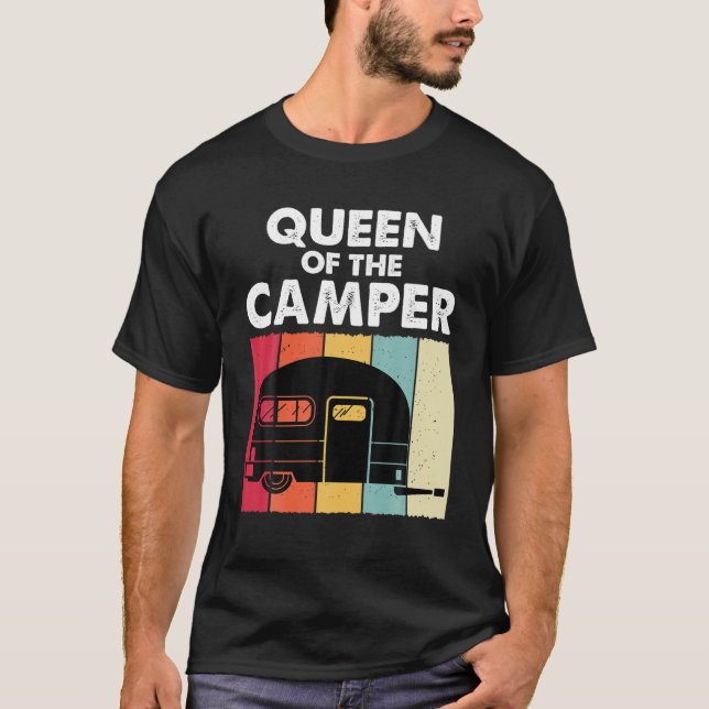 Camiseta Rainha Do Camper RV Trailer Van Funny Camping W (Frente)