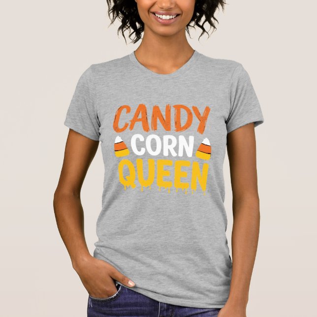 Camiseta Rainha do Candy Corn Gráfico de Halloween_1 (Frente)