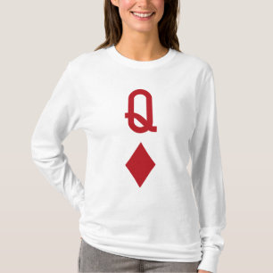 Camiseta Rainha do cartão de jogo vermelho dos diamantes
