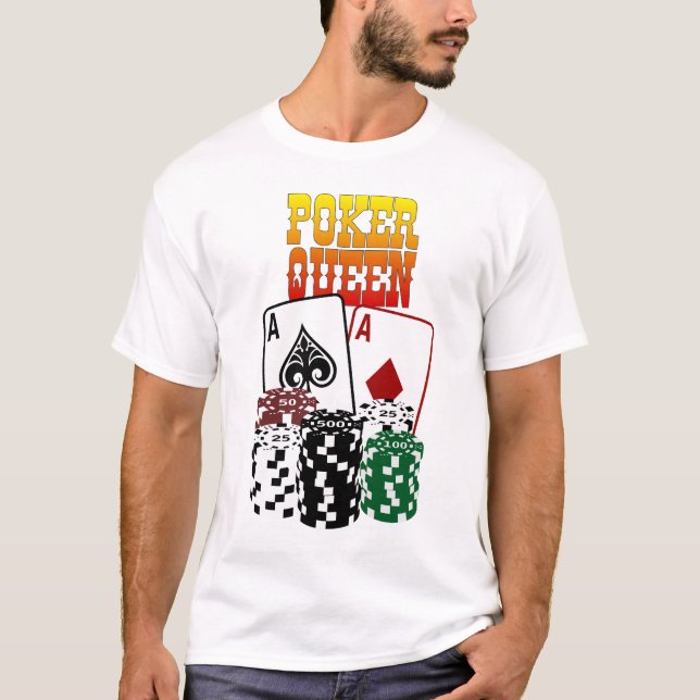 Camiseta Rainha do póquer - dois áss e microplaquetas (Frente)