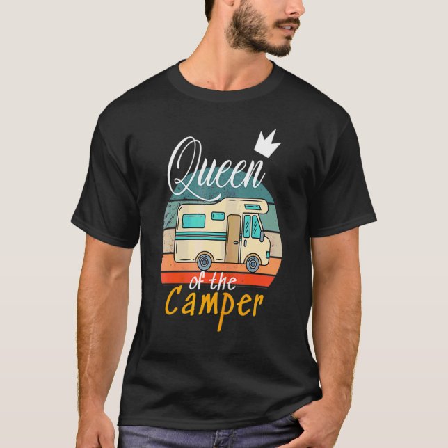 Camiseta Rainha Do Reboque Rv Do Camping Do Exterior Mot (Frente)