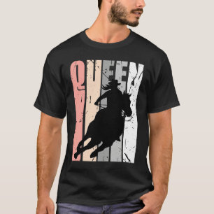 Camiseta Rainha do Rodeio Cowgirl Rosa Retro Mulheres Corre