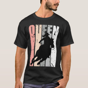 Camiseta Rainha do Rodeio Cowgirl Rosa Retro Mulheres Corre