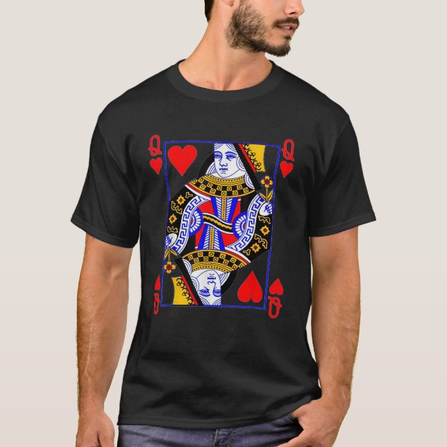 Camiseta Rainha dos Corações Jogando Cartão de Poker Figuru (Frente)