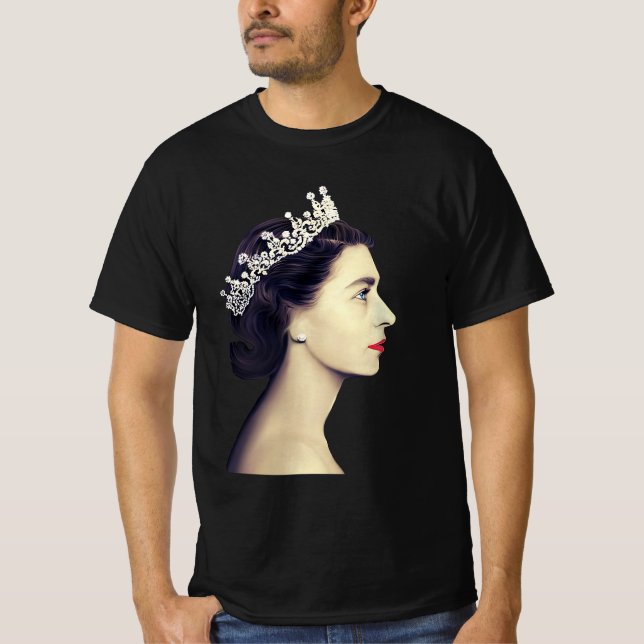 Camiseta "Rainha Elizabeth II - A Jovem Rainha Jigsen Puzz (Frente)