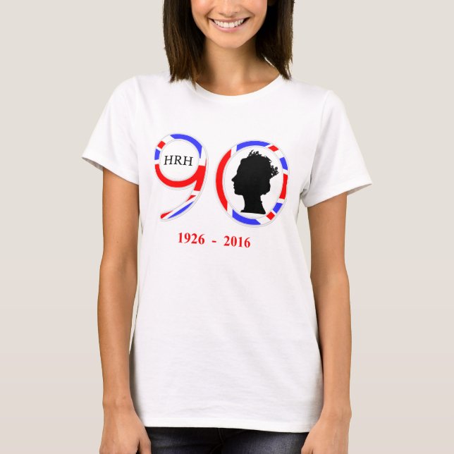 Camiseta Rainha Elizabeth II De Inglaterra 90 Birthday (Frente)