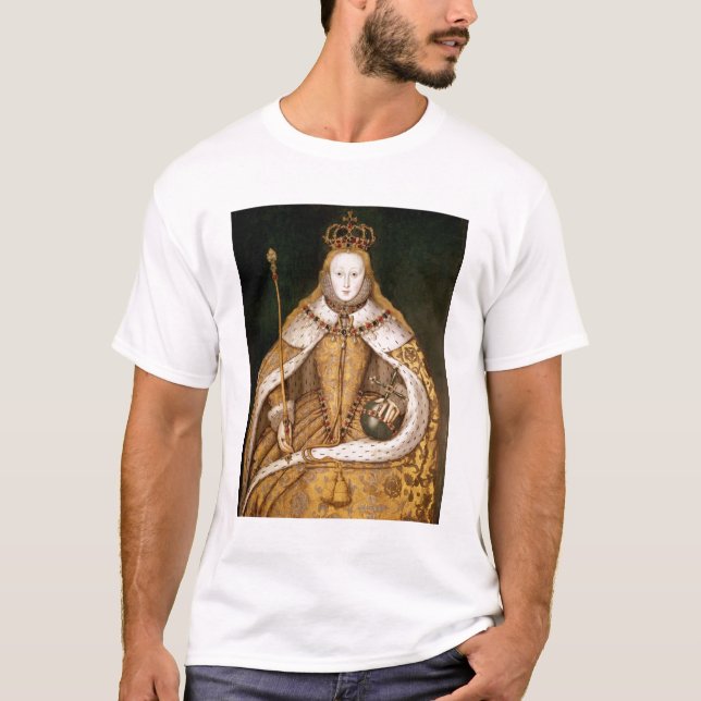 Camiseta Rainha Elizabeth mim em vestes da coroação (Frente)