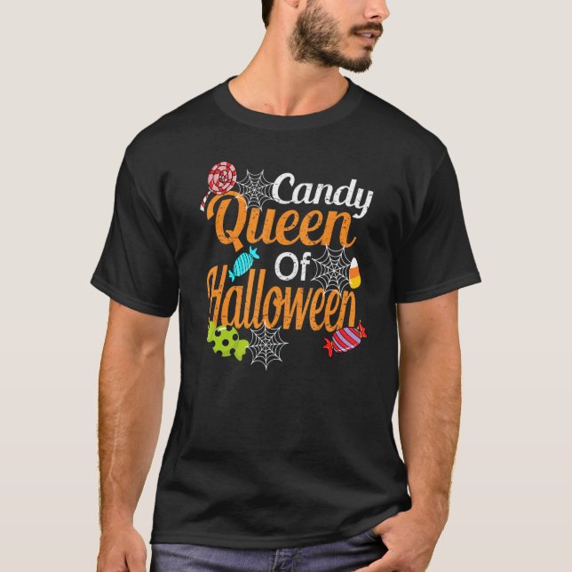 Camiseta Rainha Engraçada De Truque De Halloween Ou Cham De (Frente)