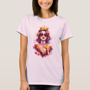 Camiseta Rainha Estilosa Pop Art – Mulher Glamurosa com Cor
