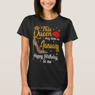 Camiseta Rainha Foi Nascer Em Janeiro Feliz Aniversário Leo
