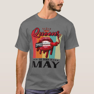 Camiseta Rainha Foi Nascer Em Maio Lábios Nasceres Rapariga