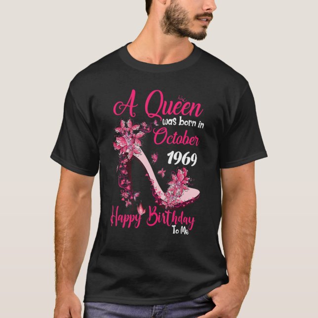 Camiseta Rainha Foi Nascer Em Outubro De 1969, 53º Pássaro  (Frente)