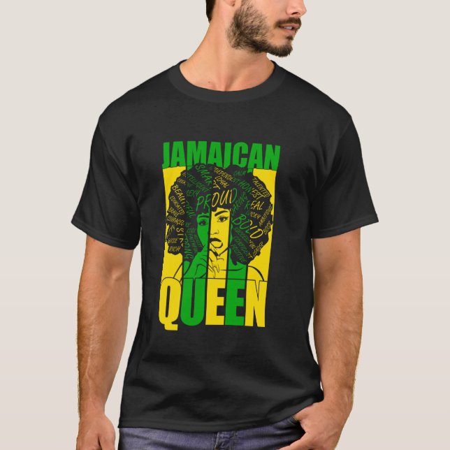 Camiseta Rainha jamaicana para a Jamaica orgulhosa e indepe (Frente)