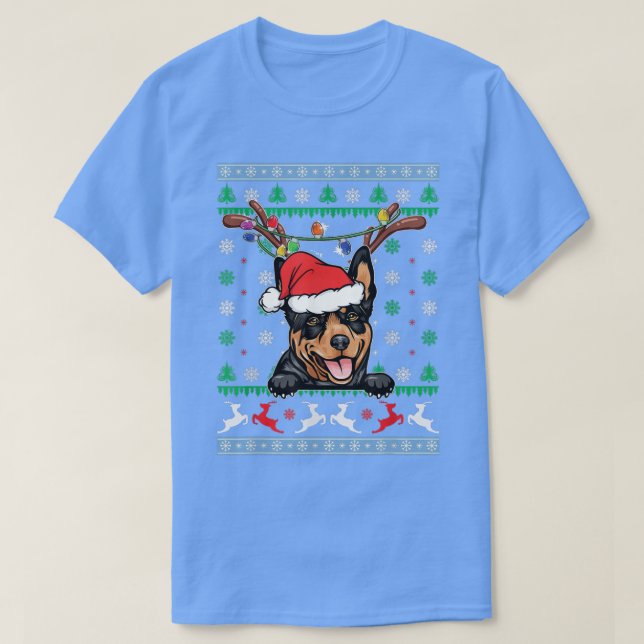 Camiseta Rainha Kelpie Reindeer Australiana de Natal Feio X (Frente do Design)