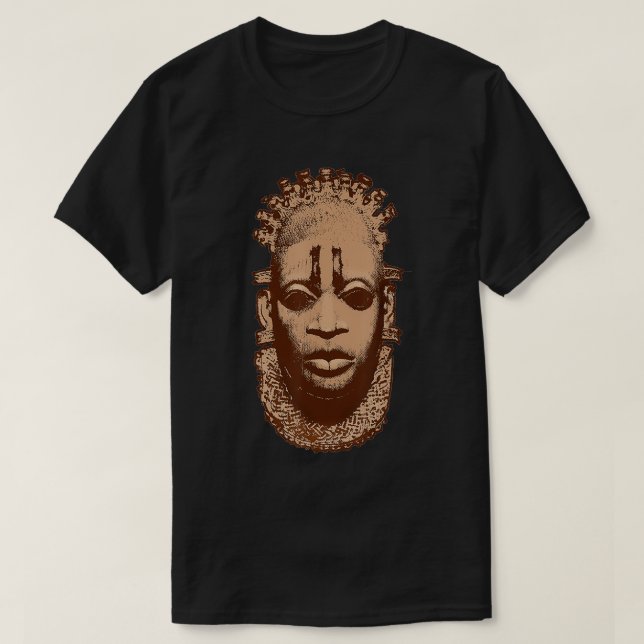 Camiseta Rainha Máscara Africana do Benim, Nigéria Idia Iyo (Frente do Design)