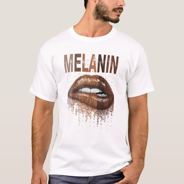 Camiseta Rainha Melanin Lábios História Negra Orgulho Afric (Frente)