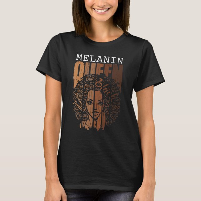 Camiseta Rainha Melanina História Negra Mês Afro-Americano (Frente)