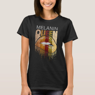 Camiseta Rainha Melanina Orgulho Afro Marrom Lábio História