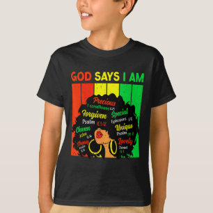 Camiseta Rainha Menina Negra Feminina Deus Diz Eu Sou Hist