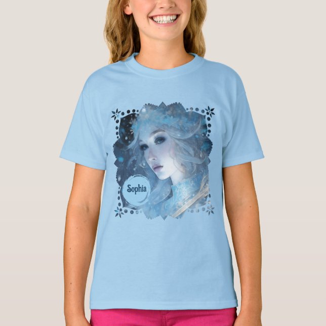 Camiseta Rainha Mística de Gelo - Fantasia de Arte de Inver (Frente)