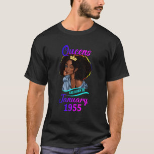 Camiseta Rainha Nascer em Janeiro de 1955 Feliz 68º anivers