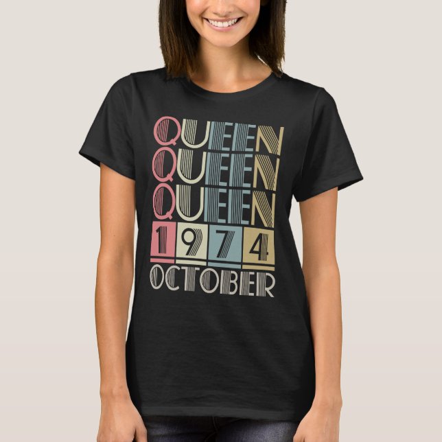 Camiseta Rainha nascer em outubro de 1974 (Frente)