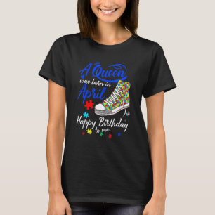 Camiseta Rainha Nascimento Menina de Abril Sapato de Apoio