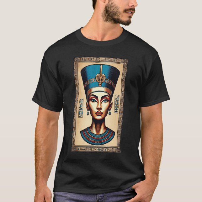Camiseta Rainha Nefertiti - Beleza Egípcia Eterno (Frente)
