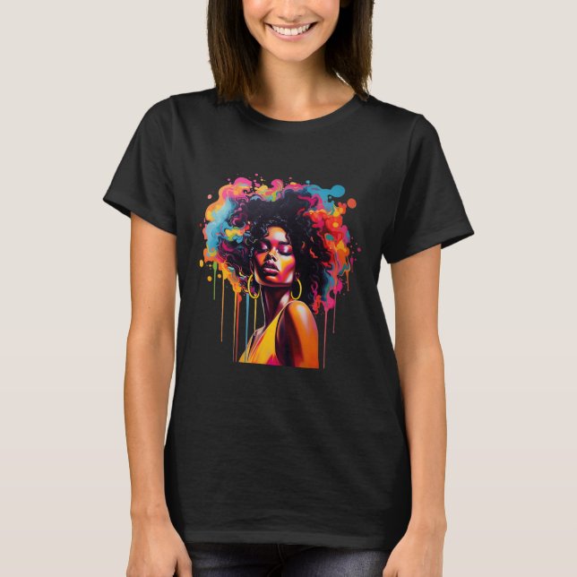 Camiseta Rainha Negra Afro Melanin Derrubando a 10ª África (Frente)