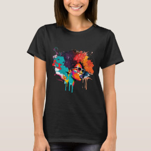 Camiseta Rainha Negra Afro Melanin Derrubando Arte American