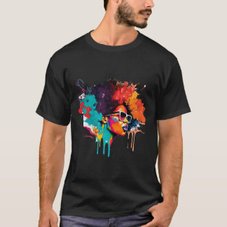 Camiseta Rainha Negra Afro Melanin Derrubando Arte American
