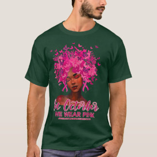 Camiseta Rainha Negra Câncer de Mama Em Outubro Usamos Rosa