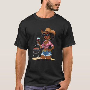 Camiseta Rainha Negra Caubói Mulher BBQ Arrebatada