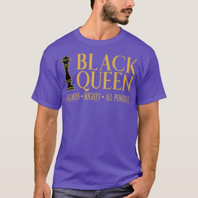 Camiseta Rainha Negra Chess Piece Dourada Afro-Americana (Frente)