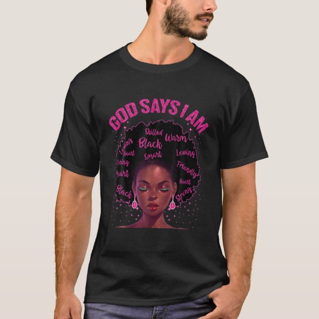 Camiseta Rainha Negra Diz Deus Que Sou A História Negra Da  (Frente)