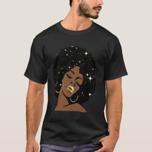 Camiseta Rainha Negra Estrelas Afro Diva Celestial Mulheres