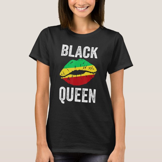 Camiseta Rainha Negra História Americana Africana Mais Pode (Frente)