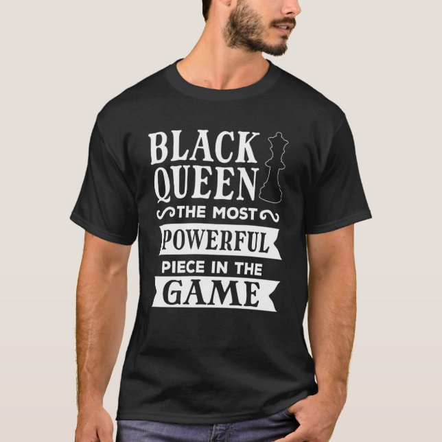 Camiseta Rainha Negra Mais Poderosa Xadrez Afro-Americano (Frente)