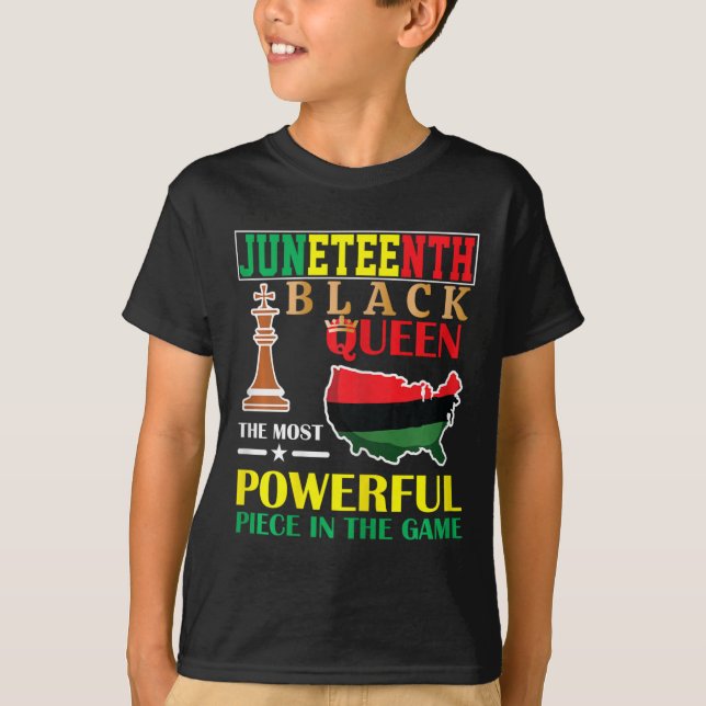 Camiseta Rainha Negra Mais Poderosa Xadrez Afro-Americano J (Frente)