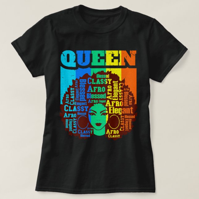 Camiseta Rainha Negra Melanina Magic Sista Queens Brown (Frente do Design)