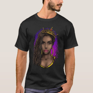 Camiseta Rainha Negra Menina Negra História do Orgulho Mági
