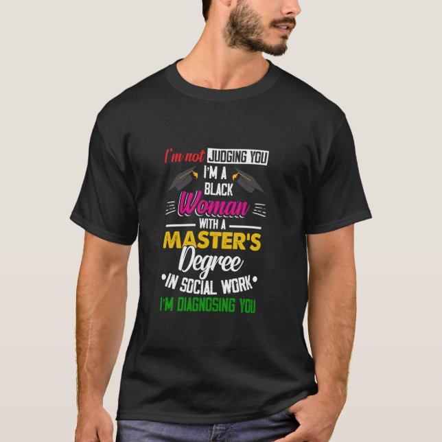 Camiseta Rainha Negra MSW Trabalho Social Julgando Mestrado (Frente)