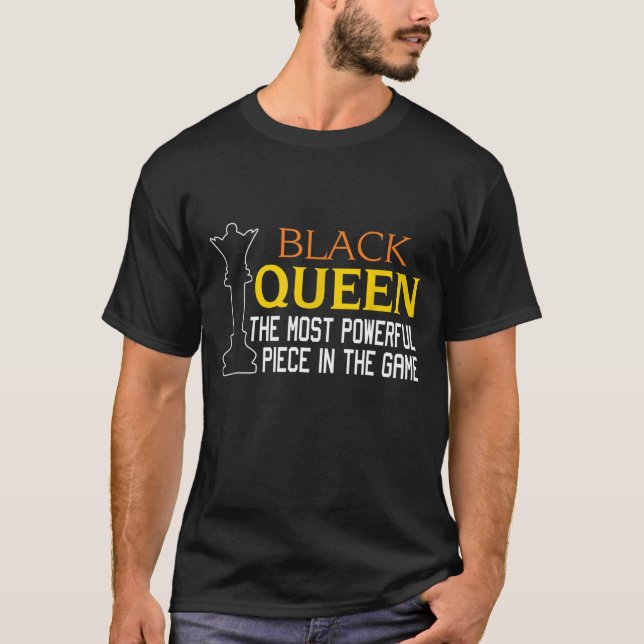 Camiseta RAINHA NEGRA O mais poderoso Xadrez afro-americano (Frente)