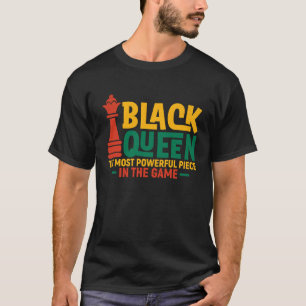 Camiseta Rainha Negra Xadrez Mais Poderosa Mulher Afro-Amer
